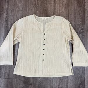 Anokhi Organic Cotton Minimalist Pleated Blouse Large